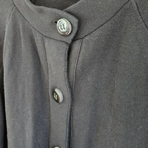 Lane Bryant Womens Black Knit Cardigan Size 18/20 100% Cotton Long Sleeve Button - Picture 4 of 7